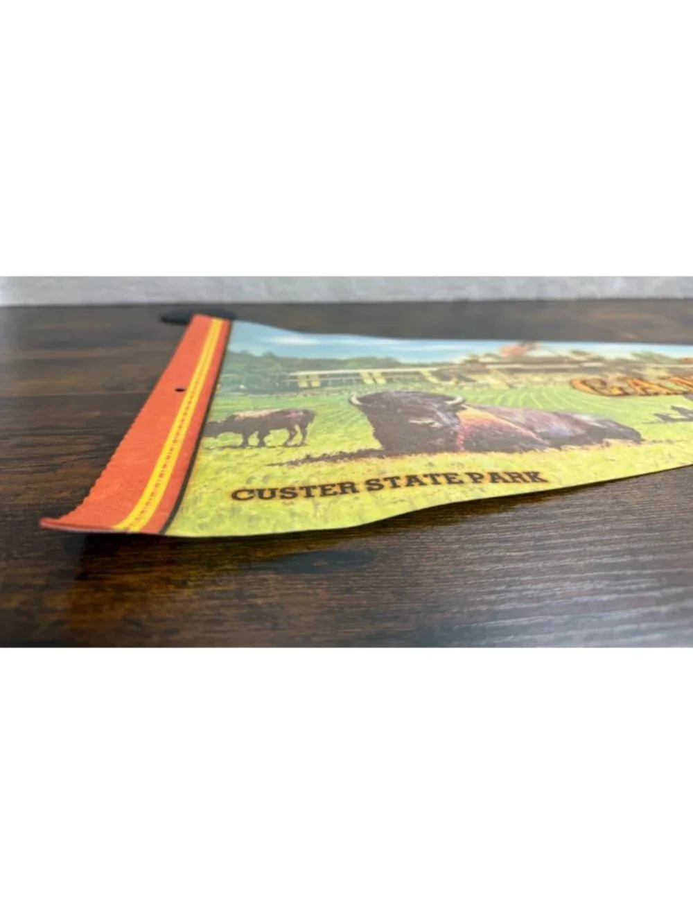 Vintage Custer State Park Game Lodge Pennant With Bison & Lodge 29.5 inches